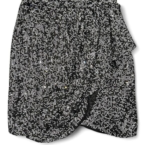 BADGLEY MISCHKA Collection Silk Sequined Wrap Dress 12 Formal Party Celebration - Picture 7 of 15